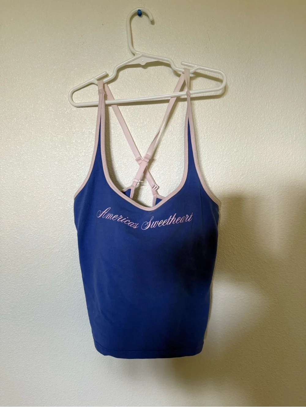 PINK Victoria's Secret Blue and Light Pink Strappy Tank & Shorts Set - Picture 3 of 6